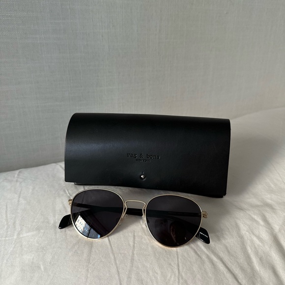 Rag and Bone Gold Frame Round Black Sunglasses Rnb 1019/S - Picture 9 of 9